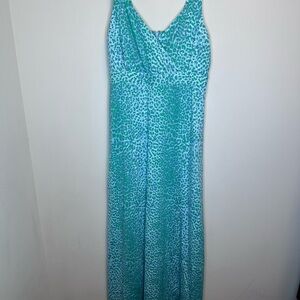 J. McLaughlin Turquoise Leopard Print Maxi Dress